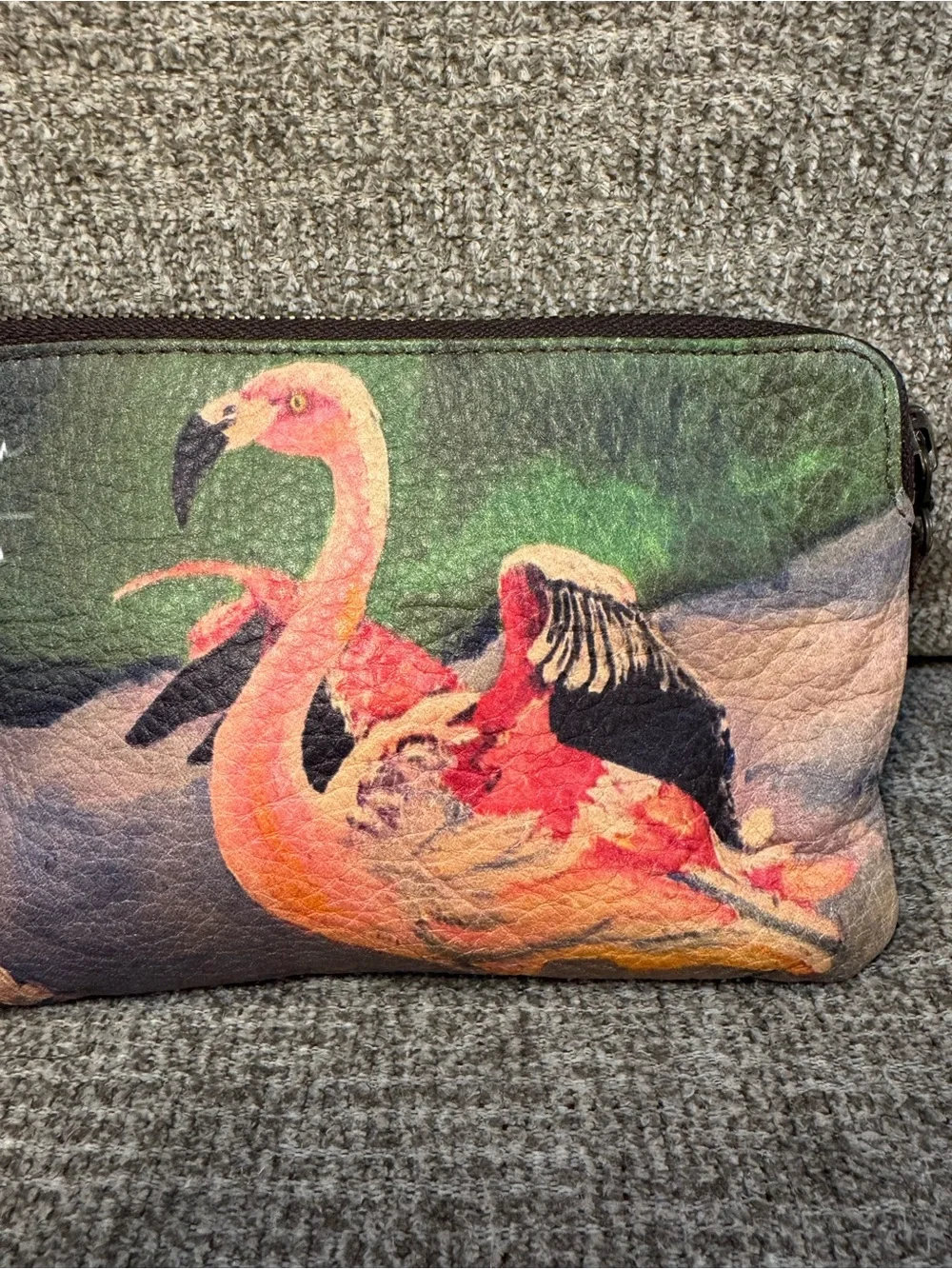 VIDA Flamingo Print Wristlet in Pink and Green - Picture 3 of 12